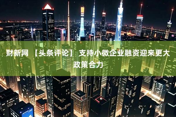 财新网 【头条评论】 支持小微企业融资迎来更大政策合力